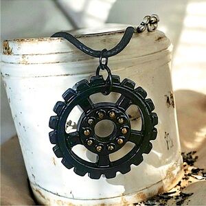 5 For $25💫Steampunk Black Gears Pendant Necklace